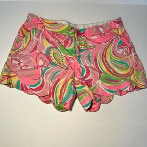 Lilly Pulitzer Buttercup Shorts in "Multi All Nighter" Flamingo Scalloped Hem